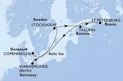 MSC POESIA - Itinerario di 7 notti partendo da WARNEMÜNDE, GERMANIA il 16/06/2019 - Germania, Svezia, Estonia, Russia, Danimarca