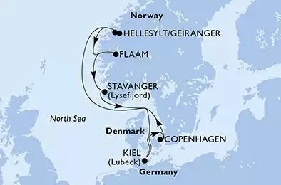 MSC MERAVIGLIA - Itinerario di 7 notti partendo da KIEL, GERMANY il 07/09/2019 - Germania, Danimarca, Norvegia