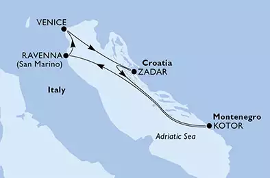 MSC OPERA - Itinerario di 4 notti partendo da VENEZIA il 27/10/2019 - Italia, Croazia, Montenegro