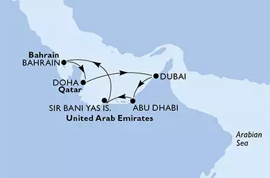 MSC BELLISSIMA - Itinerario di 7 notti partendo da DUBAI il 18/01/2020 - Emirati Arabi Uniti, Bahrain, Qatar