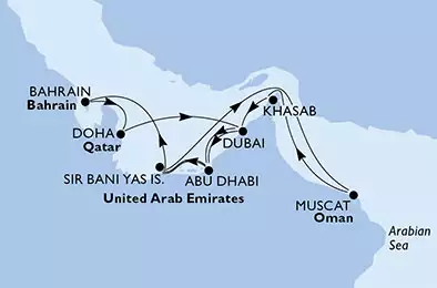 MSC BELLISSIMA - Itinerario di 14 notti partendo da DUBAI il 29/02/2020 - Emirati Arabi Uniti, Bahrain, Qatar, Oman