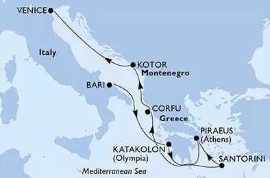 MSC MAGNIFICA - Itinerario di 6 notti partendo da BARI il 02/12/2019 - Italia, Grecia, Montenegro