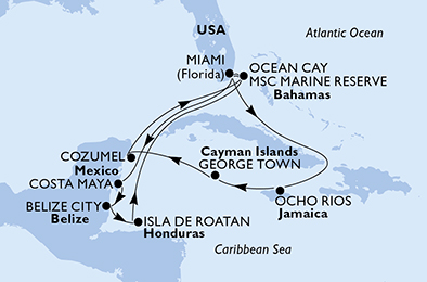 USA, Messico, Belize, Honduras, Bahamas, Giamaica, Isole Cayman