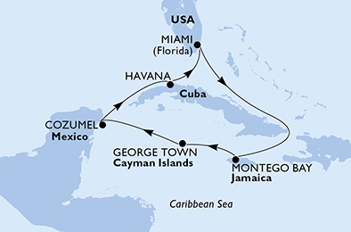 USA, Giamaica, Isole Cayman, Messico, Cuba