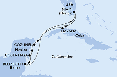 USA, Belize, Messico, Cuba