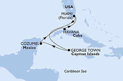 USA, Isole Cayman, Messico, Cuba