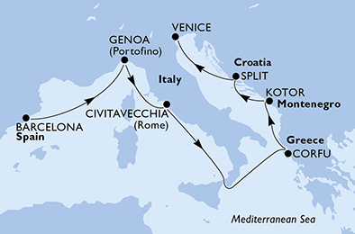 Spagna, Italia, Grecia, Montenegro, Croazia