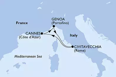 MSC ORCHESTRA  - Itinerario di 3 notti partendo da GENOVA il 12/10/2019 - Italia, Francia