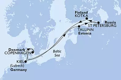MSC SEAVIEW - Itinerario di 7 notti partendo da COPENHAGEN, DENMARK il 11/07/2021 - Danimarca, Estonia, Russia, Finlandia, Germania