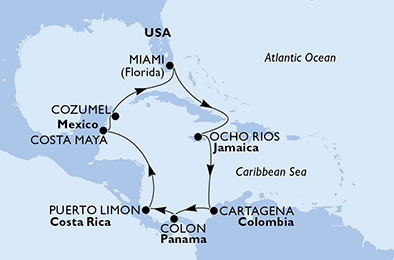 USA, Giamaica, Colombia, Panama, Costa Rica, Messico