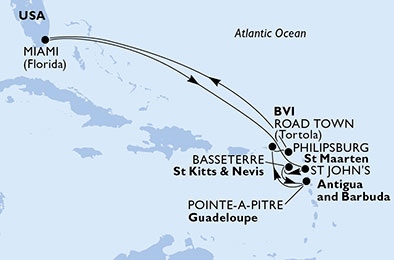USA, Antigua-Barbuda, Saint Kitts - Nevis, Guadalupe, Isole Vergini (Britanniche), St. Maarten