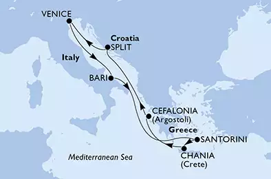 MSC LIRICA - Itinerario di 7 notti partendo da VENEZIA il 14/06/2019 - Italia, Grecia, Croazia