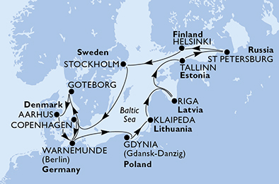 Danimarca, Germania, Svezia, Polonia, Lituania, Lettonia, Estonia, Russia, Finlandia