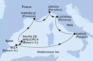 MSC FANTASIA - Itinerario di 7 notti partendo da LIVORNO il 30/08/2019 - Italia, Francia, Spagna