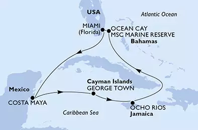 MSC SEASIDE - Itinerario di 7 notti partendo da MIAMI, UNITED STATES il 15/02/2020 - USA, Messico, Isole Cayman, Giamaica, Bahamas