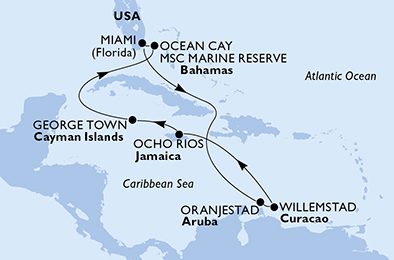 USA, Aruba, Giamaica, Isole Cayman, Bahamas