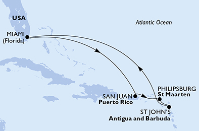 USA, Porto Rico, St. Maarten, Antigua-Barbuda