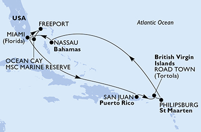 USA, Bahamas, Porto Rico, Isole Vergini (Britanniche), St. Maarten
