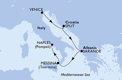 MSC LIRICA - Itinerario di 4 notti partendo da VENEZIA il 24/06/2019 - Italia, Croazia, Albania