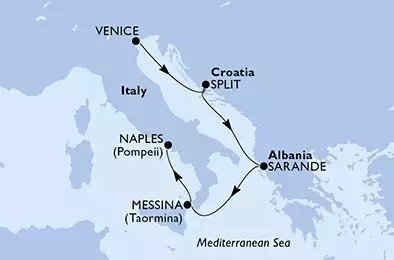 MSC LIRICA - Itinerario di 4 notti partendo da VENEZIA il 24/06/2019 - Italia, Croazia, Albania