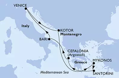MSC OPERA - Itinerario di 7 notti partendo da BARI il 27/06/2020 - Italia, Montenegro, Grecia