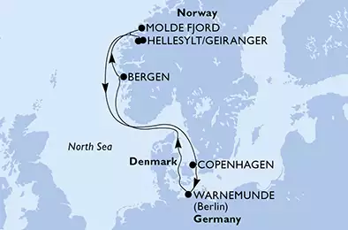 MSC POESIA - Itinerario di 7 notti partendo da WARNEMÜNDE, GERMANIA il 02/08/2020 - Germania, Norvegia, Danimarca