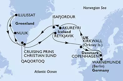 MSC POESIA - Itinerario di 21 notti partendo da COPENHAGEN, DENMARK il 08/08/2020 - Danimarca, Germania, Islanda, Groenlandia, Regno Unito