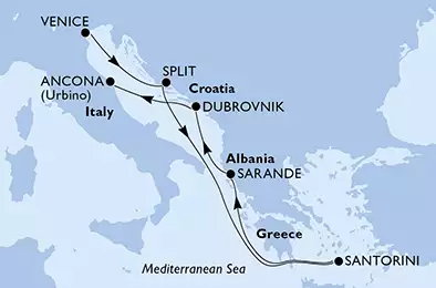 MSC SINFONIA - Itinerario di 6 notti partendo da VENEZIA il 04/04/2020 - Italia, Croazia, Grecia, Albania