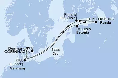 MSC MERAVIGLIA - Itinerario di 7 notti partendo da KIEL, GERMANY il 22/08/2020 - Germania, Danimarca, Finlandia, Russia, Estonia