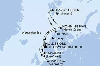 MSC PREZIOSA - Itinerario di 14 notti partendo da HAMBURG, GERMANY il 04/08/2020 - Germania, Norvegia, Svalbard and Jan Mayen Islands