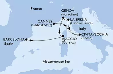 MSC SEAVIEW - Itinerario di 5 notti partendo da BARCELONA, SPAIN il 04/04/2020 - Spagna, Francia, Italia