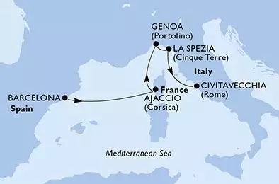 MSC SEAVIEW - Itinerario di 4 notti partendo da BARCELONA, SPAIN il 04/04/2020 - Spagna, Francia, Italia