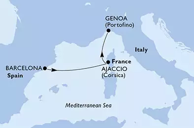 MSC SEAVIEW - Itinerario di 2 notti partendo da BARCELONA, SPAIN il 04/04/2020 - Spagna, Francia, Italia