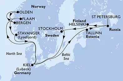 MSC SPLENDIDA - Itinerario di 14 notti partendo da KIEL, GERMANY il 12/07/2020 - Germania, Norvegia, Estonia, Russia, Finlandia, Svezia