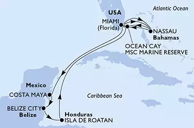 MSC MERAVIGLIA - Itinerario di 14 notti partendo da MIAMI, UNITED STATES il 10/11/2019 - USA, Messico, Belize, Honduras, Bahamas
