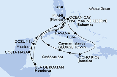 MSC ARMONIA - Itinerario di 14 notti partendo da MIAMI, UNITED STATES il 22/06/2020 - USA, Honduras, Messico, Cuba, Bahamas, Giamaica, Isole Cayman
