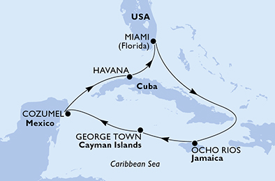 USA, Giamaica, Isole Cayman, Messico, Cuba