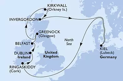 MSC SPLENDIDA - Itinerario di 11 notti partendo da KIEL, GERMANY il 26/04/2020 - Germania, Irlanda, Regno Unito