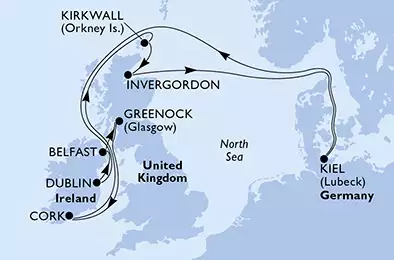 MSC SPLENDIDA - Itinerario di 11 notti partendo da KIEL, GERMANY il 07/05/2020 - Germania, Irlanda, Regno Unito
