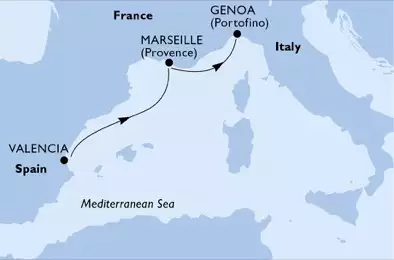 MSC DIVINA - Itinerario di 2 notti partendo da VALENCIA, SPAIN il 12/09/2019 - Spagna, Francia, Italia