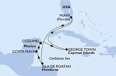 MSC ARMONIA - Itinerario di 7 notti partendo da MIAMI, UNITED STATES il 04/11/2019 - Miami,Isla de Roatan,Costa Maya,Cozumel,George Town,Miami