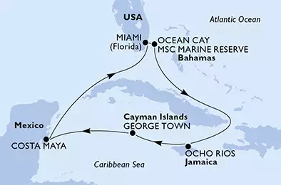 MSC ARMONIA - Itinerario di 7 notti partendo da MIAMI, UNITED STATES il 30/12/2019 - Miami,Ocean Cay,Ocho Rios,George Town,Costa Maya,Miami