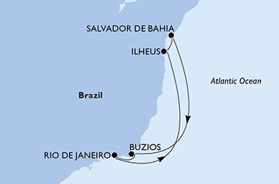 Rio de Janeiro, Ilheus, Salvador da Bahia, Buzios, Rio de Janeiro