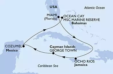 MSC MERAVIGLIA - Itinerario di 7 notti partendo da MIAMI, UNITED STATES il 05/06/2021 - USA, Giamaica, Isole Cayman, Messico, Bahamas