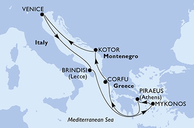 Italia, Grecia, Montenegro