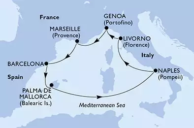 MSC SEASIDE - Itinerario di 7 notti partendo da NAPOLI il 29/04/2021 - Italia, Francia, Spagna