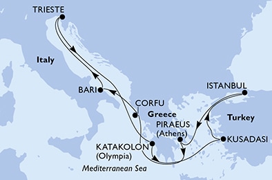 MSC FANTASIA - Itinerario di 9 notti partendo da BARI il 23/04/2021 - Italia, Grecia, Turchia