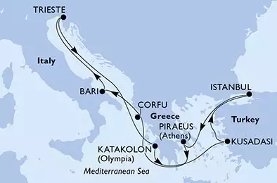 MSC FANTASIA - Itinerario di 9 notti partendo da BARI il 13/07/2021 - Italia, Grecia, Turchia