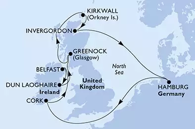 MSC PREZIOSA - Itinerario di 10 notti partendo da HAMBURG, GERMANY il 09/05/2021 - Germania, Irlanda, Regno Unito
