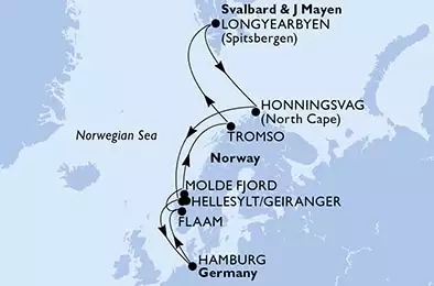 MSC PREZIOSA - Itinerario di 14 notti partendo da HAMBURG, GERMANY il 21/06/2021 - Germania, Norvegia, Svalbard and Jan Mayen Islands